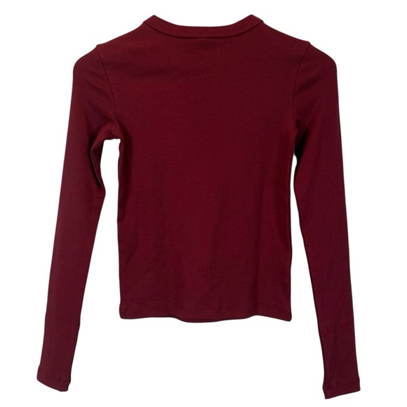 Kotn Size XS Red Ribbed Egyptian Cotton Blend Fitted Long Sleeve Tee - Picture 4 of 7